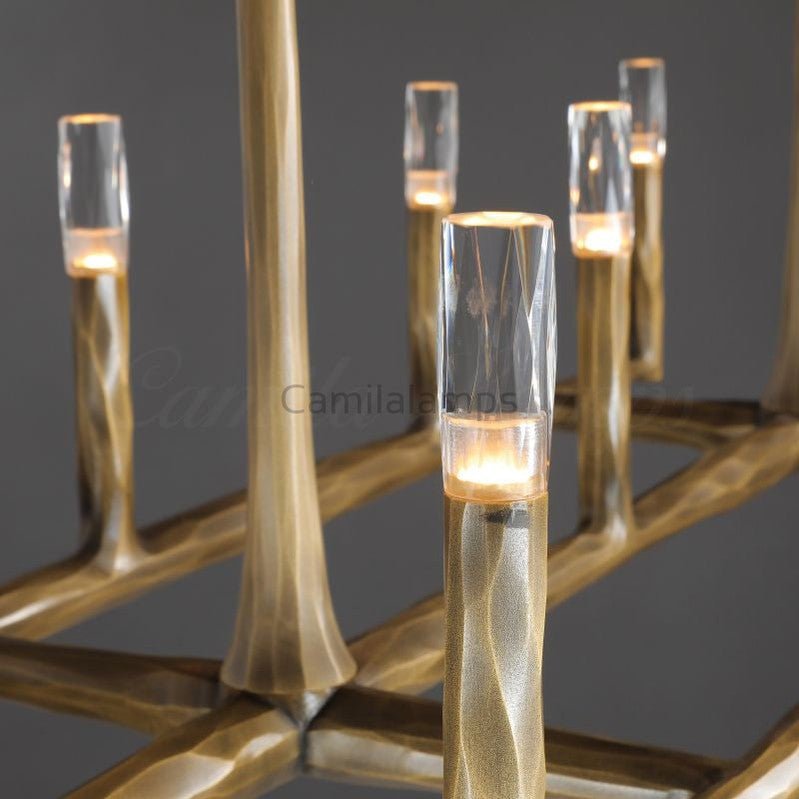 Thaddeas Hand - Forged Metal Linear Chandelier - Camilalamps - CAM1613