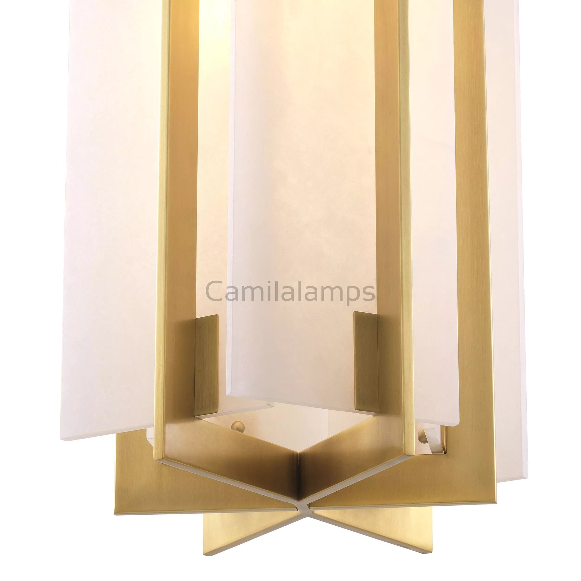 Lugano Modern Brass Chandelier - (Antique Brass Finish | Alabaster) - Eichholtz - Camilalamps - Lugan - 991 - 1
