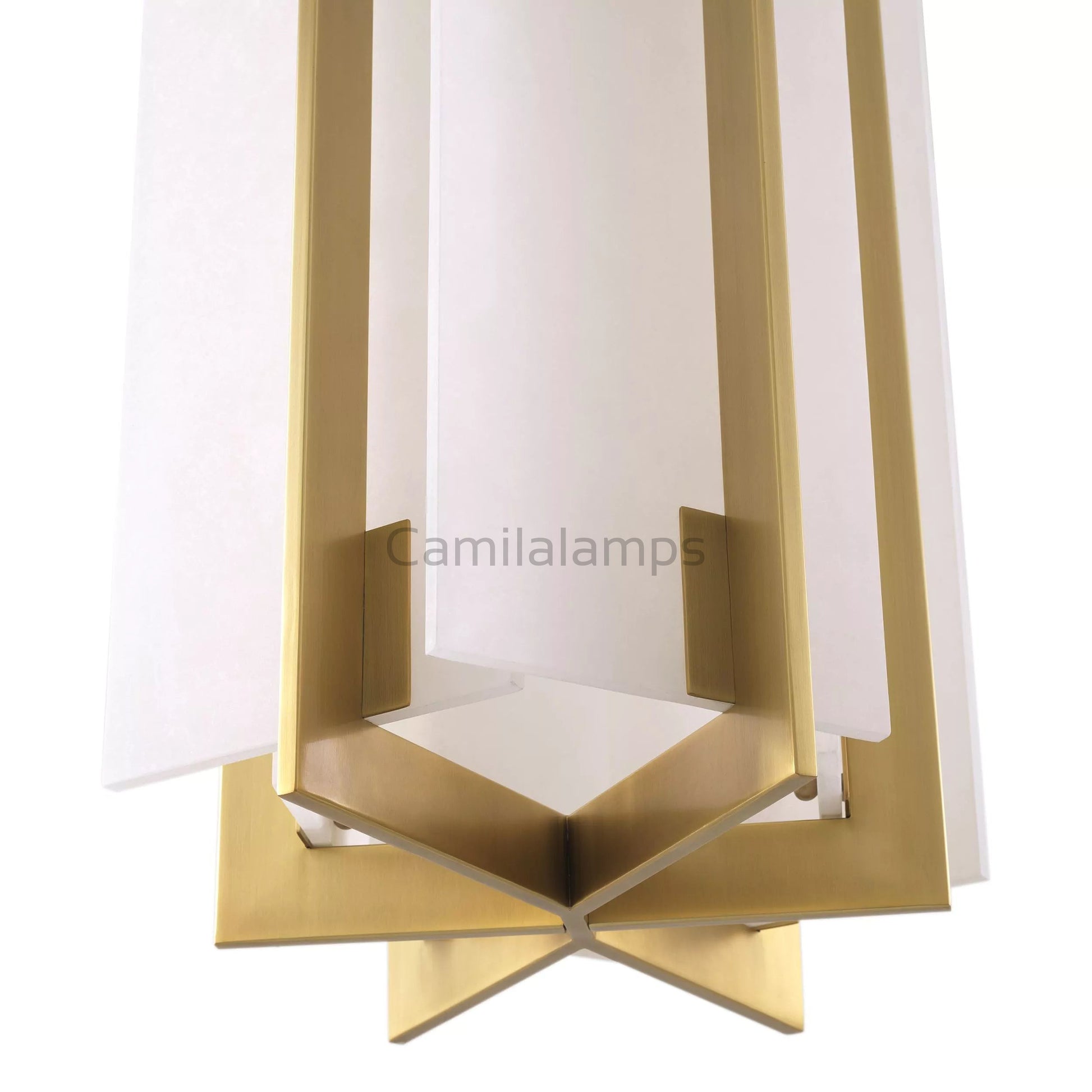 Lugano Modern Brass Chandelier - (Antique Brass Finish | Alabaster) - Eichholtz - Camilalamps - Lugan - 991 - 1