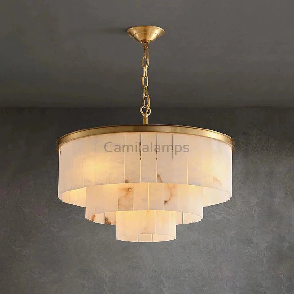 Modern Alabaster Tiered Chandelier - Camilalamps - Moder - 2086 - Copp - Dia 4 - 4
