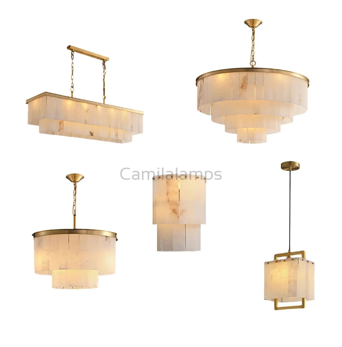 Modern Alabaster Tiered Chandelier - Camilalamps - Moder - 2086 - Copp - Dia 1 - 3