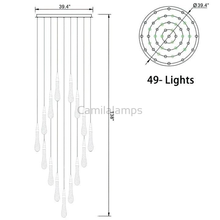 Allure Multi - LED Glass Staircase Chandelier 49 Lights - Camilalamps - CA - MLGSC - 7