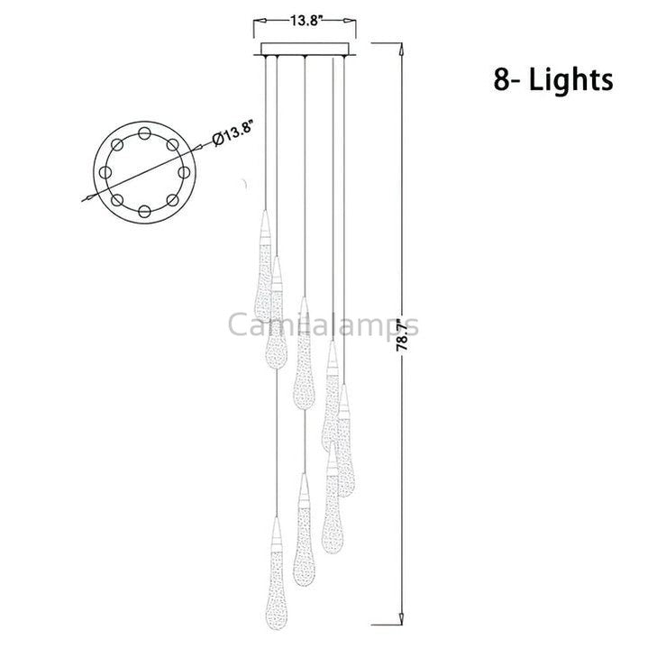 Allure Multi - LED Glass Staircase Chandelier - Camilalamps - CA - MLGSC - 3