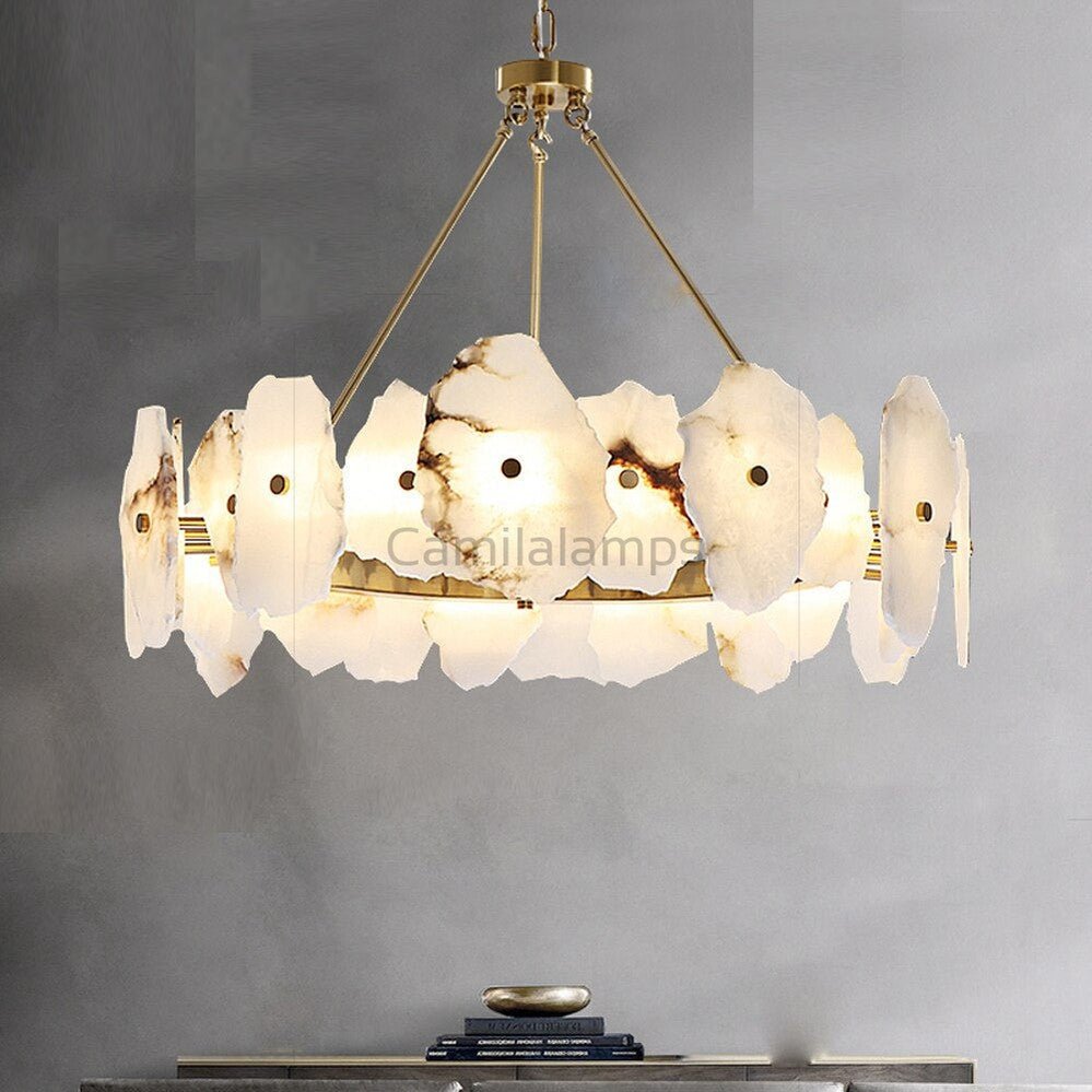 Natural Alabaster Modern Round Chandelier - Camilalamps - Natur - 1290 - D32" - 1
