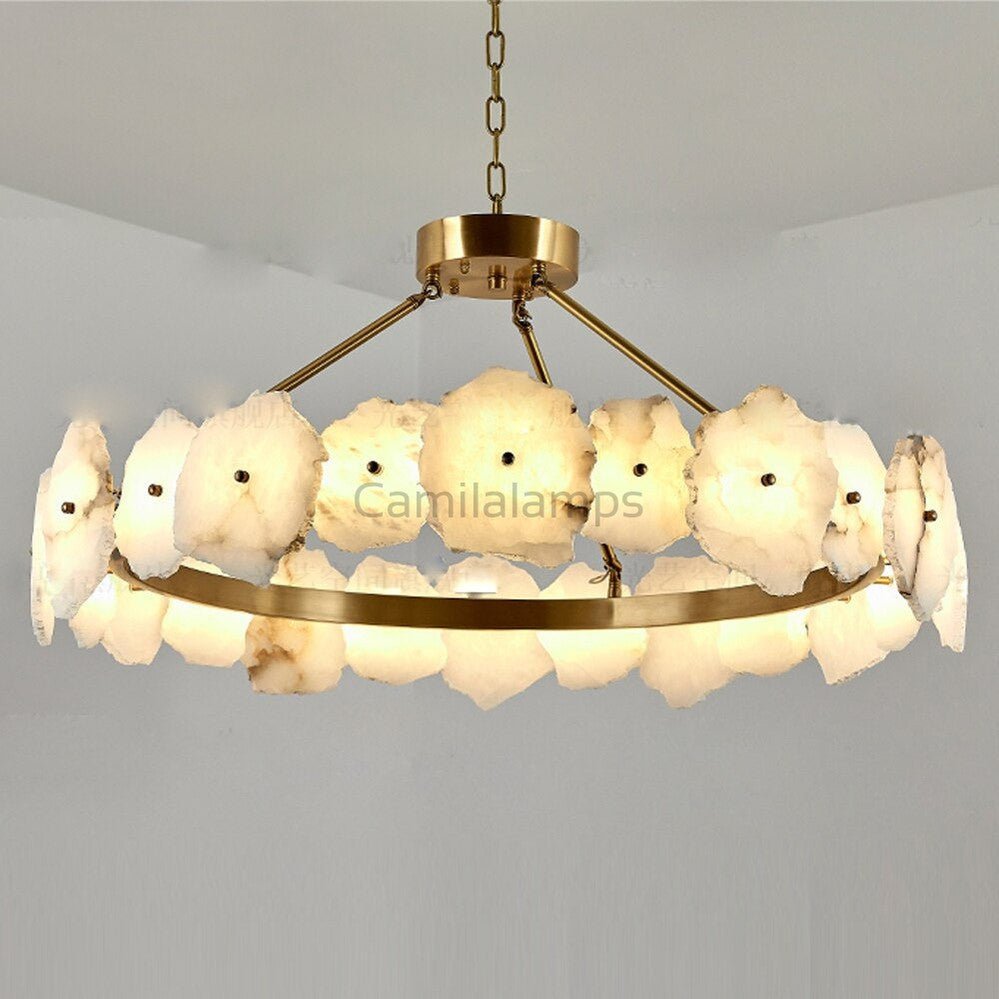 Natural Alabaster Modern Round Chandelier - Camilalamps - Natur - 1290 - D40" - 2