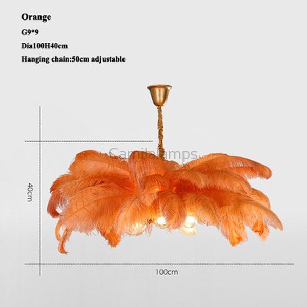 Elva Brass Palm Tree Feather Chandelier(customize 20”) - Camilalamps - CA - A - 065