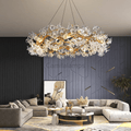 Modern Petal Crystal Round Brass Branch Chandelier - Camilalamps - CA - 0098