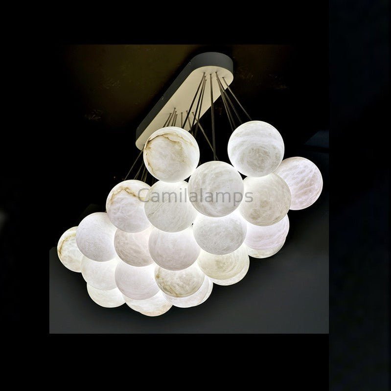 Rectangular Chandelier Alabaster Ball Chandelier - Camilalamps - Recta - 1289 - 1