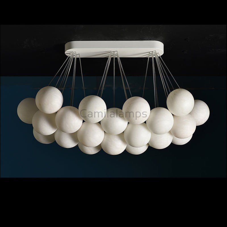 Rectangular Chandelier Alabaster Ball Chandelier - Camilalamps - Recta - 1289 - 1