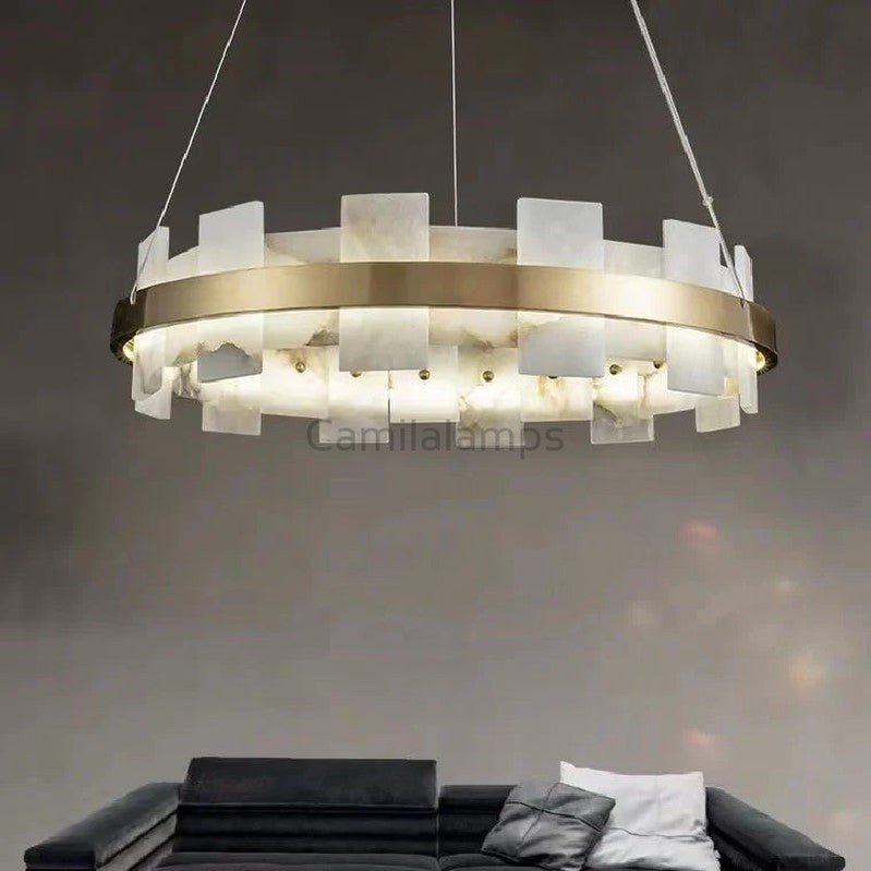 Larry Modern Round Marble Chandelier For Living Room - Camilalamps - CA10440