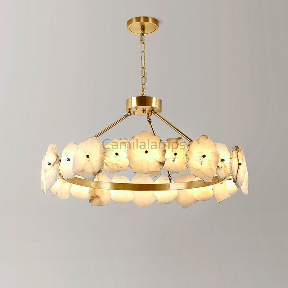 Natural Alabaster Modern Round Chandelier - Camilalamps - Natur - 1290 - D32" - 1
