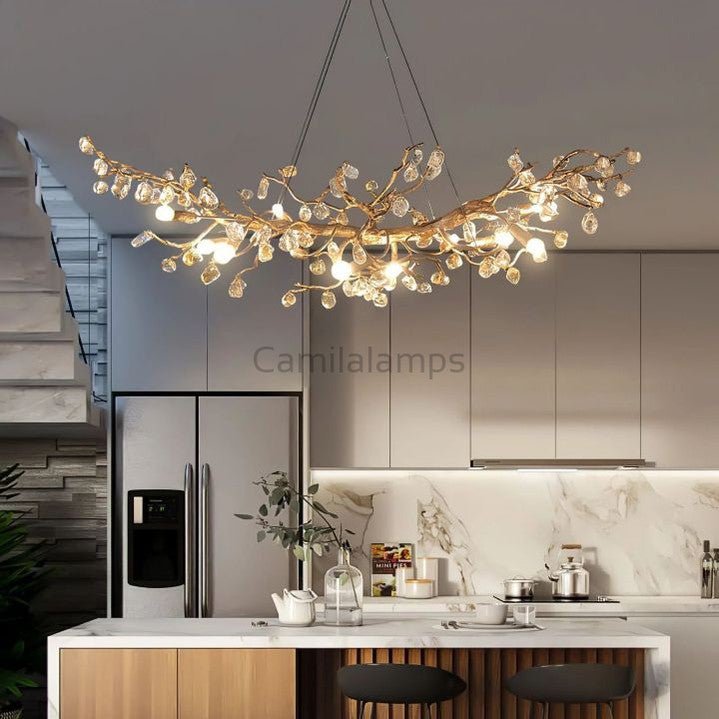 Stone Crystal Brass Dining Room Chandelier - Camilalamps - CA - BU2024 - C1828