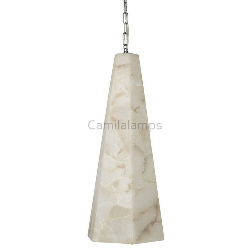 Tall Alabaster Tapered Hexagon Pendant Light - Camilalamps - CA - AL2024 - C2299