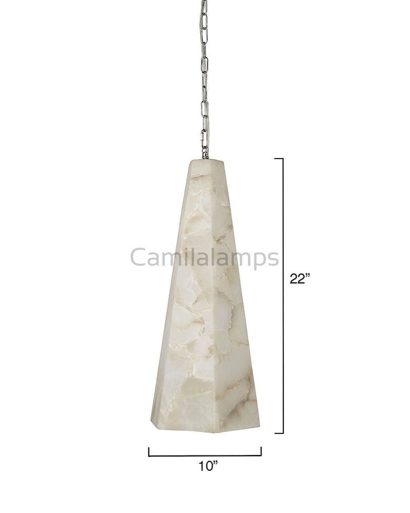 Tall Alabaster Tapered Hexagon Pendant Light - Camilalamps - CA - AL2024 - C2299