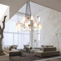 White Glass Modern 2 - Tier Round Chandelier 44