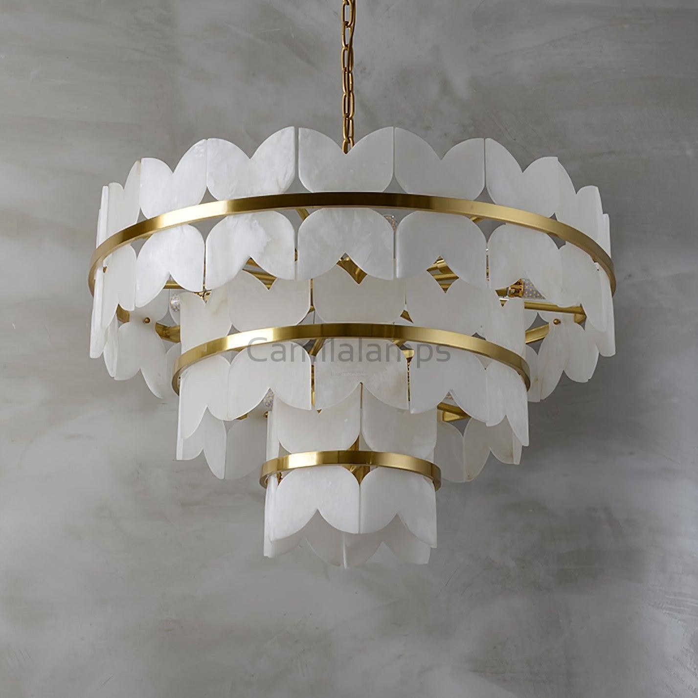 Alabaster Cloudscape Chandelier with 1/2 layer - Camilalamps - Alaba - 1709 - 3 lay - 7