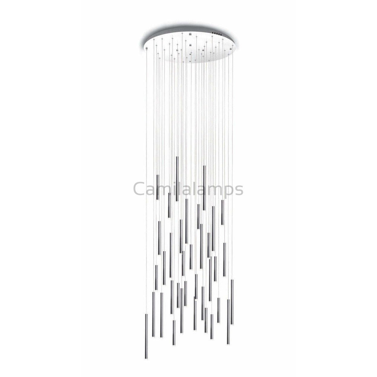 Bellini Round Metal Tubular Pendant Light Chandelier - Camilalamps - STPL14 - RD - 12