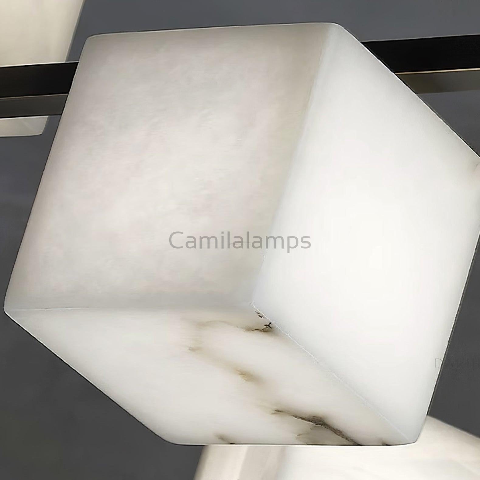 Alabaster Square Box Chandelier with 4/5/6/8/9 heads - Camilalamps - Alaba - 1635 - 9 Hea - Brass - 5