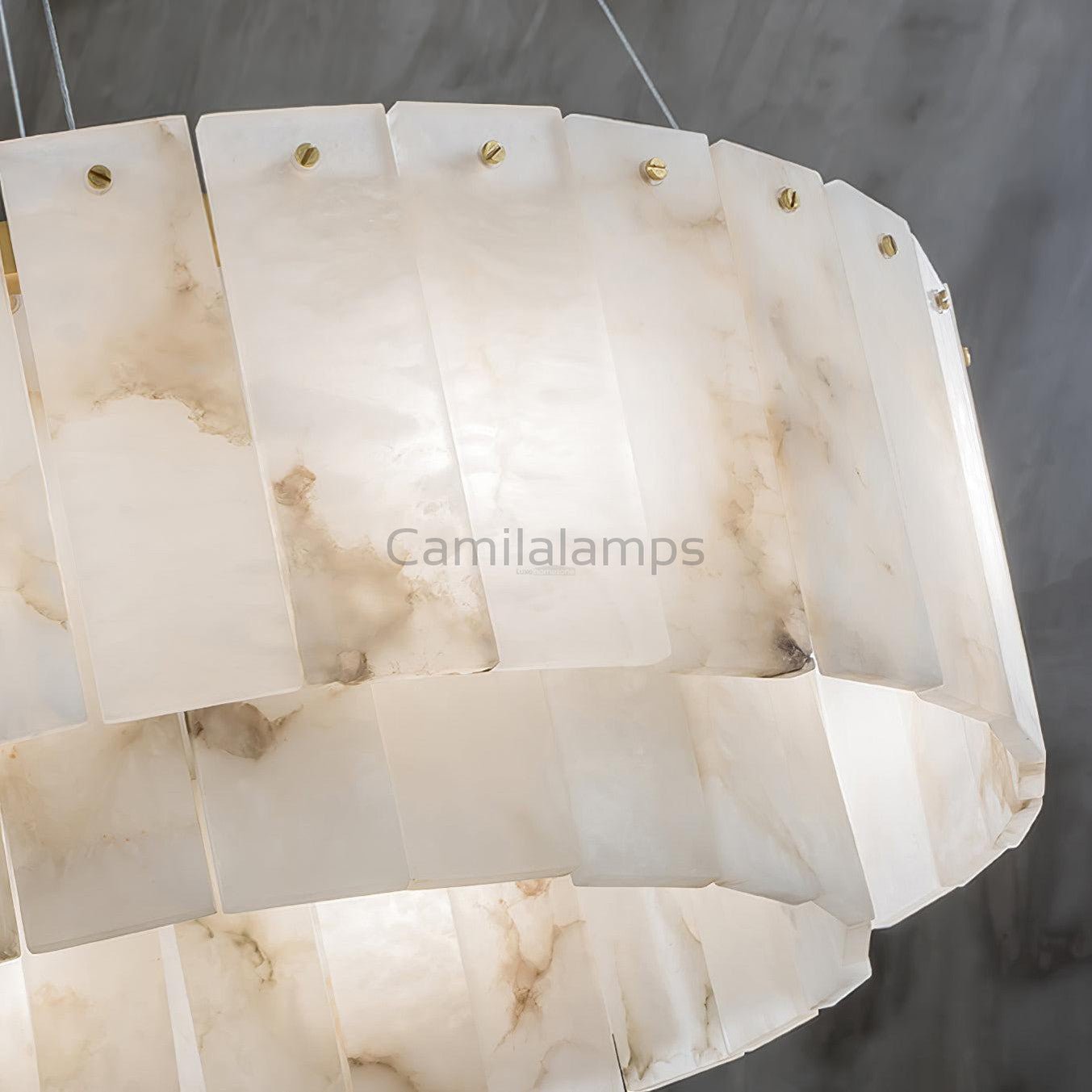 Rock Alabaster Chandelier D23.6" D31.4'' - Camilalamps - Rock - 1867 - ? 23. - Brass - 1