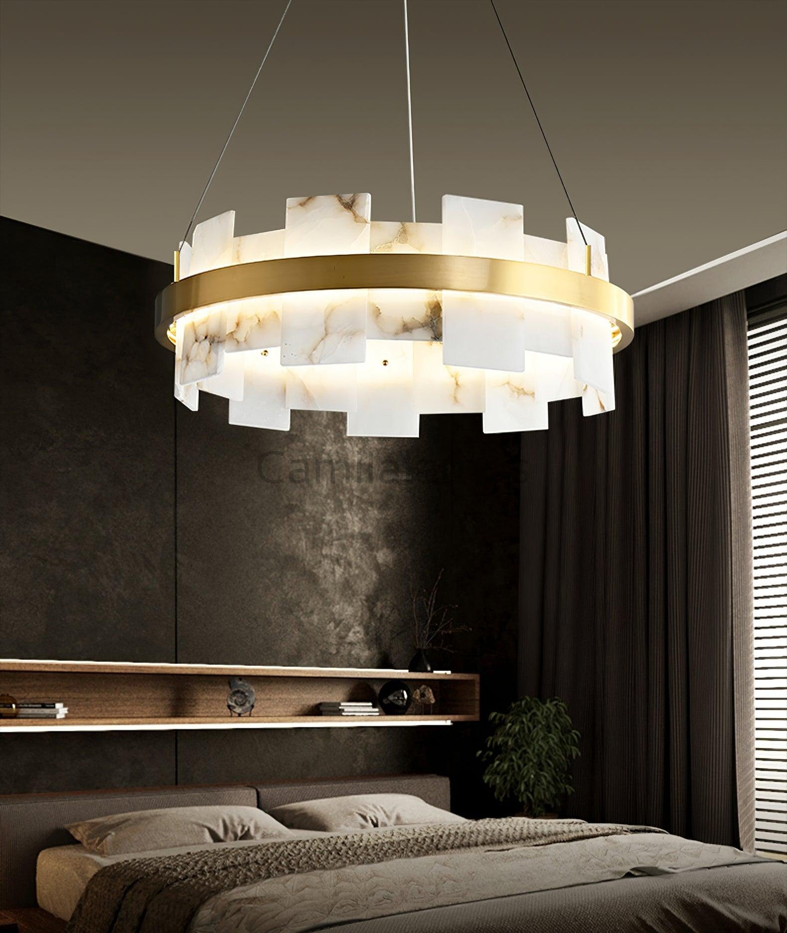 Alabaster Halo Chandelier 23.6''31.5'' - Camilalamps - Alaba - 1860 - Model - Brass - 3