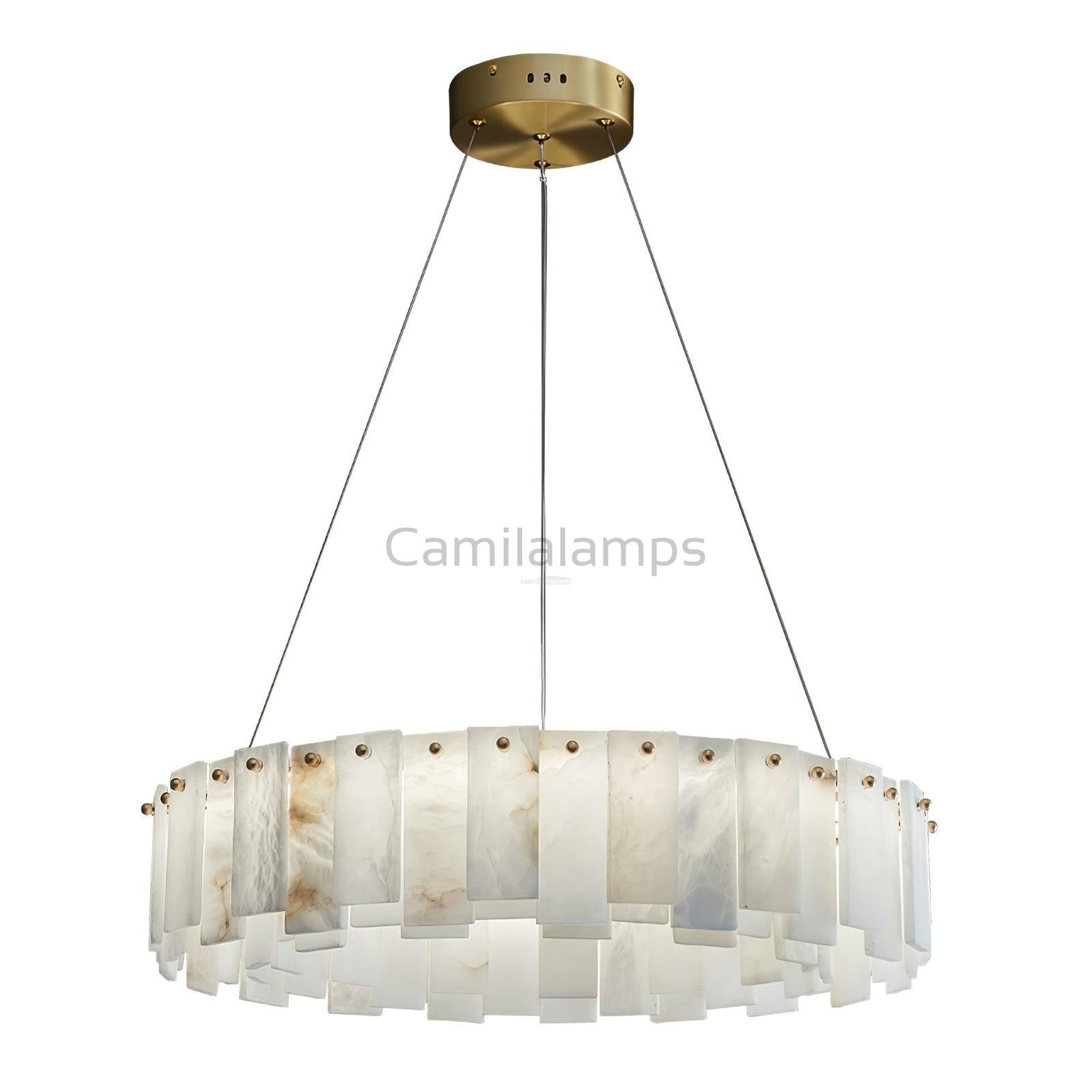 Celestial Alabaster Round/Square Chandelier - Camilalamps - Celes - 1724 - 1 lay - Brass - Three - 4