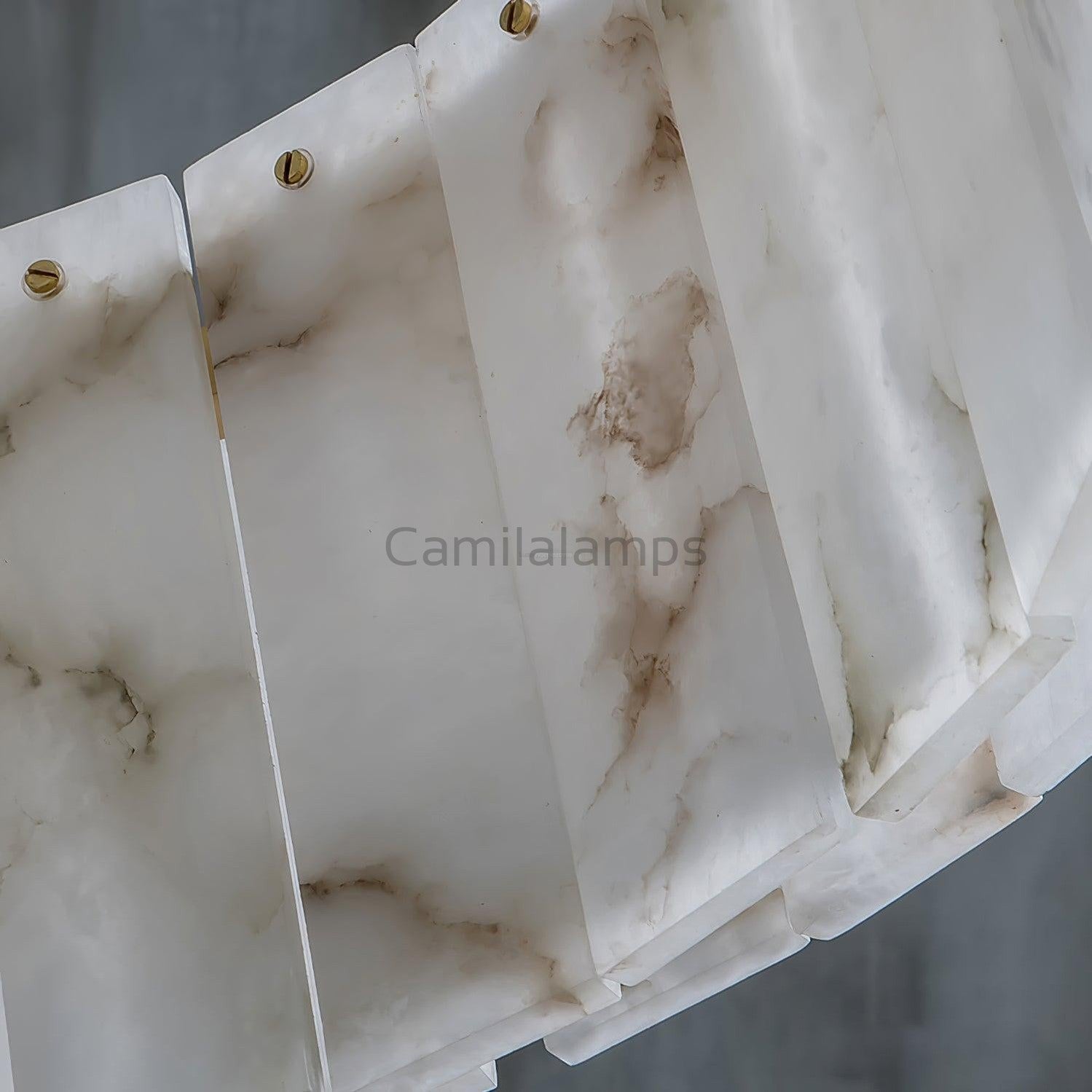 Rock Alabaster Chandelier D23.6" D31.4'' - Camilalamps - Rock - 1867 - ? 23. - Brass - 1