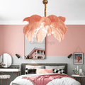 Art Deco Colorized Feather Brass Branch Chandelier - Camilalamps - ILM0503