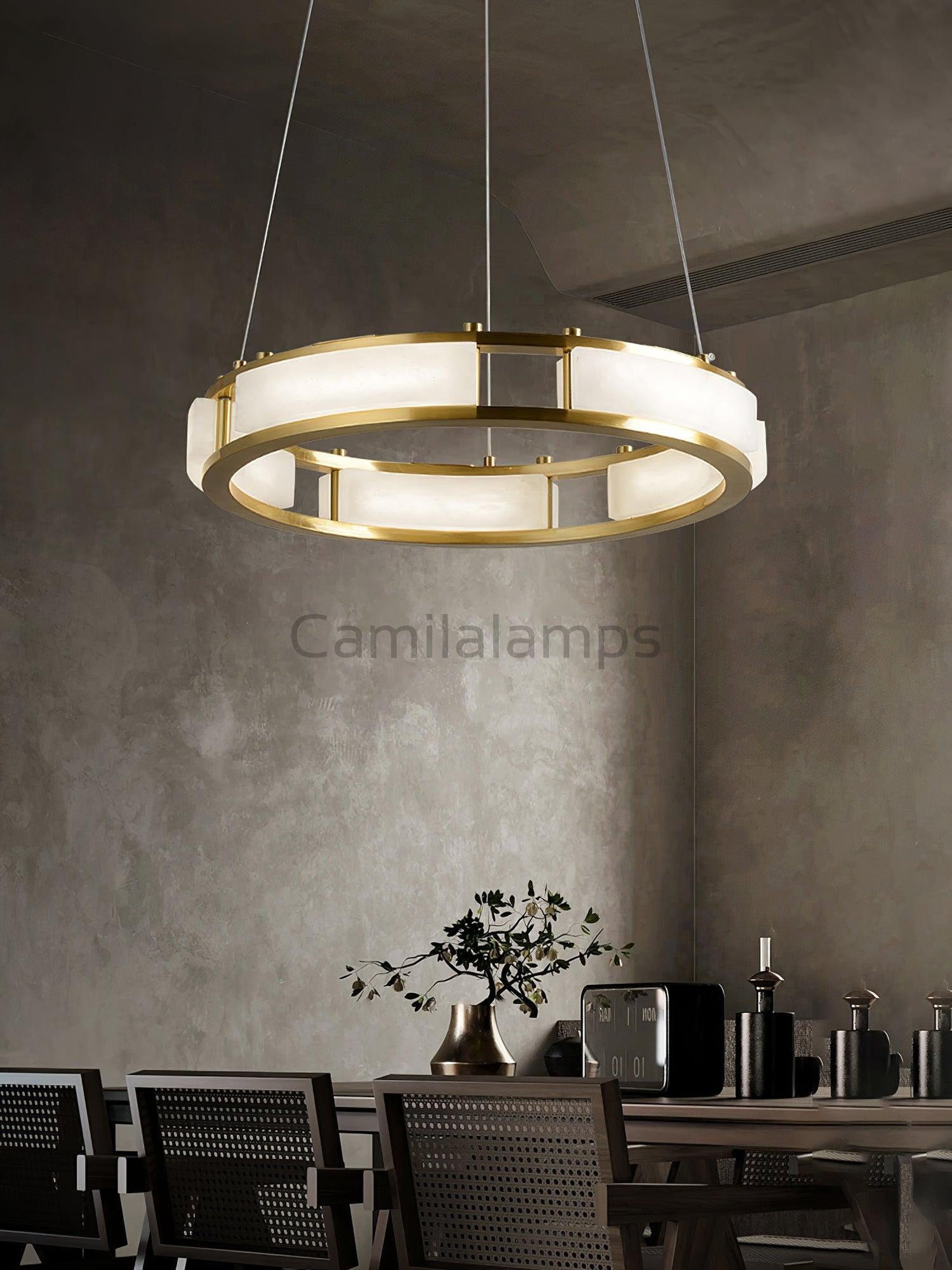 Qatar Alabaster Round Chandelier - Camilalamps - Qatar - 1418 - ? 31. - Brass - Warm - 5