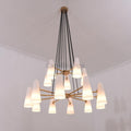 White Glass Modern 2 - Tier Round Chandelier 44