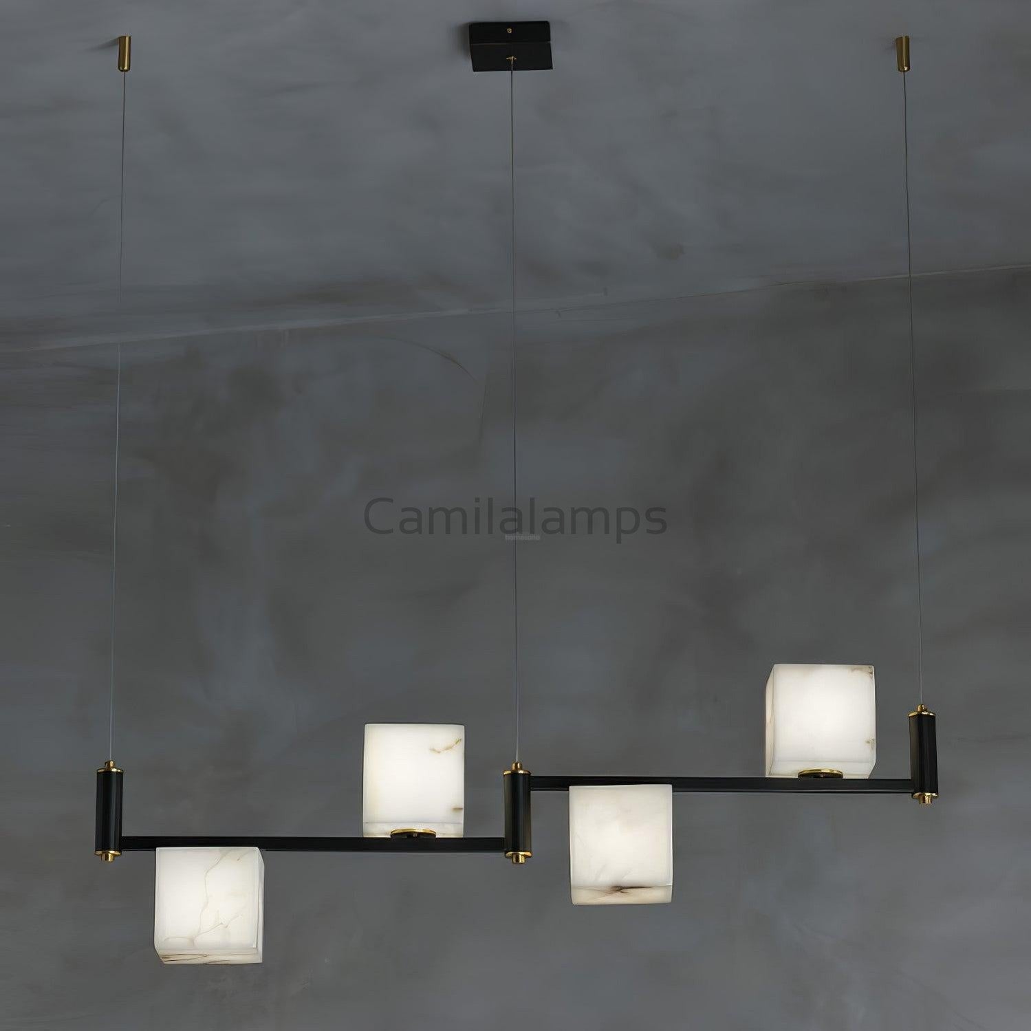 Alabaster Square Box Chandelier with 4/5/6/8/9 heads - Camilalamps - Alaba - 1635 - 9 Hea - Brass - 5
