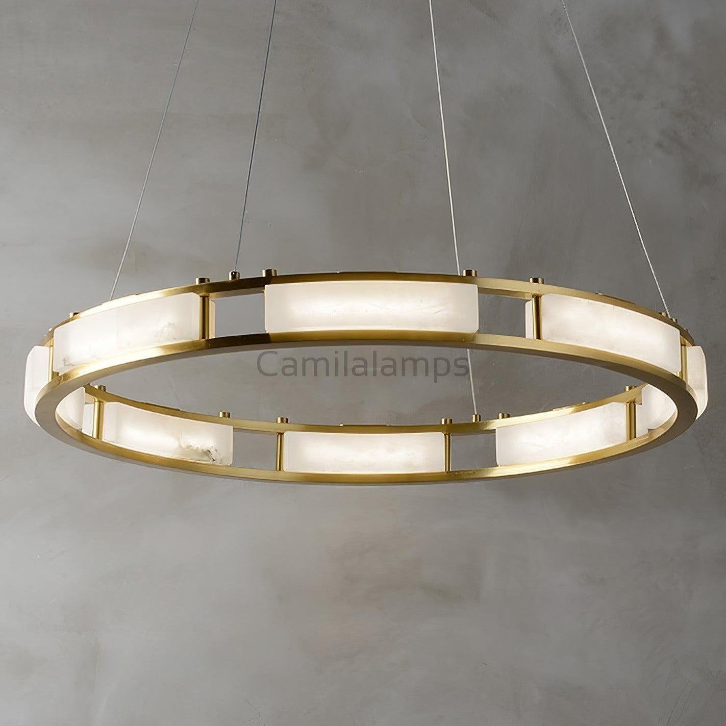 Qatar Alabaster Round Chandelier - Camilalamps - Qatar - 1418 - ? 31. - Brass - Warm - 5