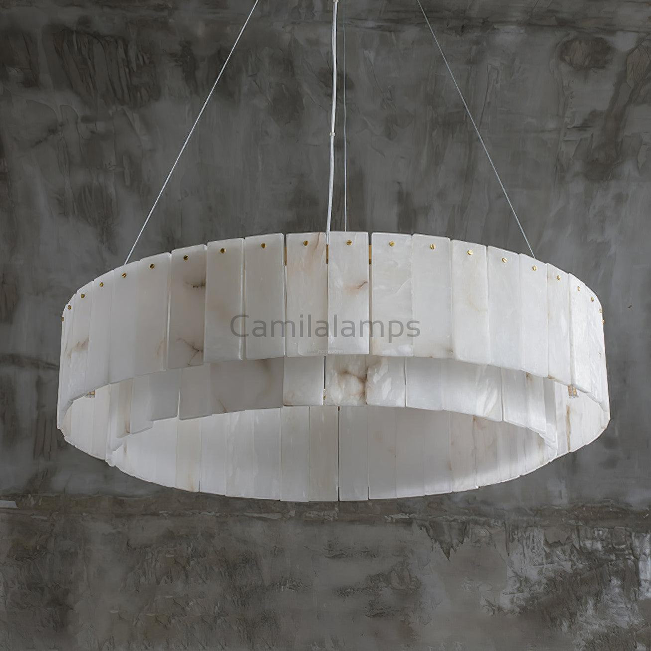 Rock Alabaster Chandelier D23.6" D31.4'' - Camilalamps - Rock - 1867 - ? 23. - Brass - 1