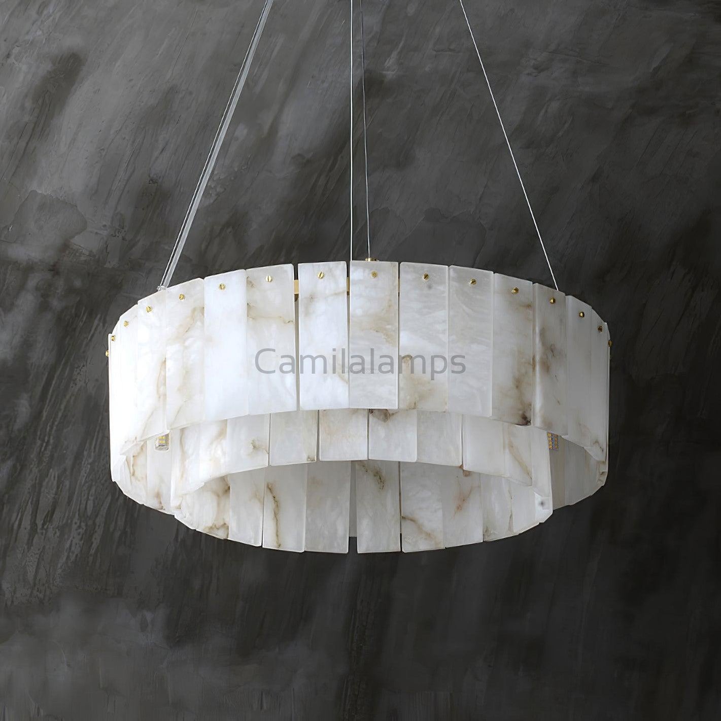 Rock Alabaster Chandelier D23.6" D31.4'' - Camilalamps - Rock - 1867 - ? 23. - Brass - 1