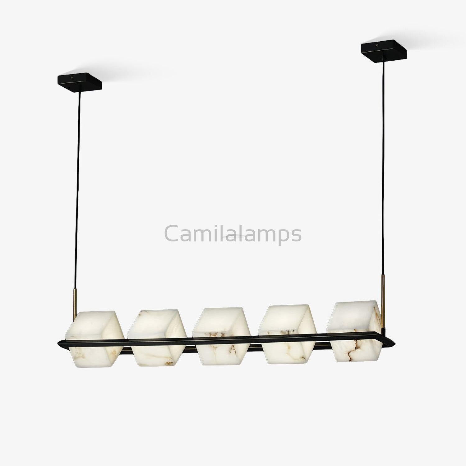 Alabaster Square Box Chandelier with 4/5/6/8/9 heads - Camilalamps - Alaba - 1635 - 9 Hea - Brass - 5