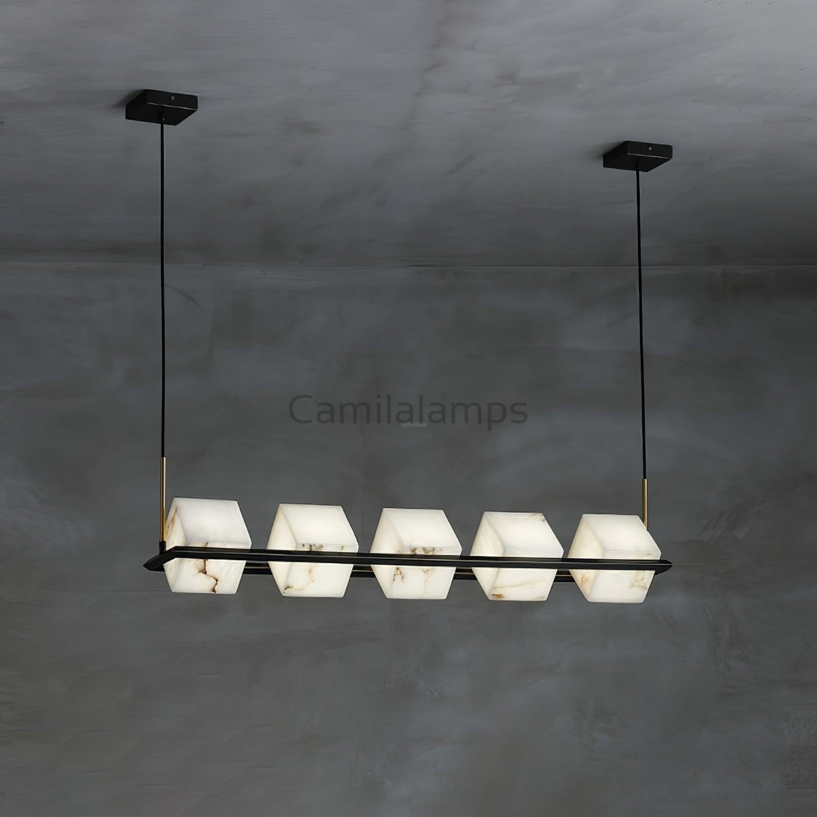 Alabaster Square Box Chandelier with 4/5/6/8/9 heads - Camilalamps - Alaba - 1635 - 9 Hea - Brass - 5