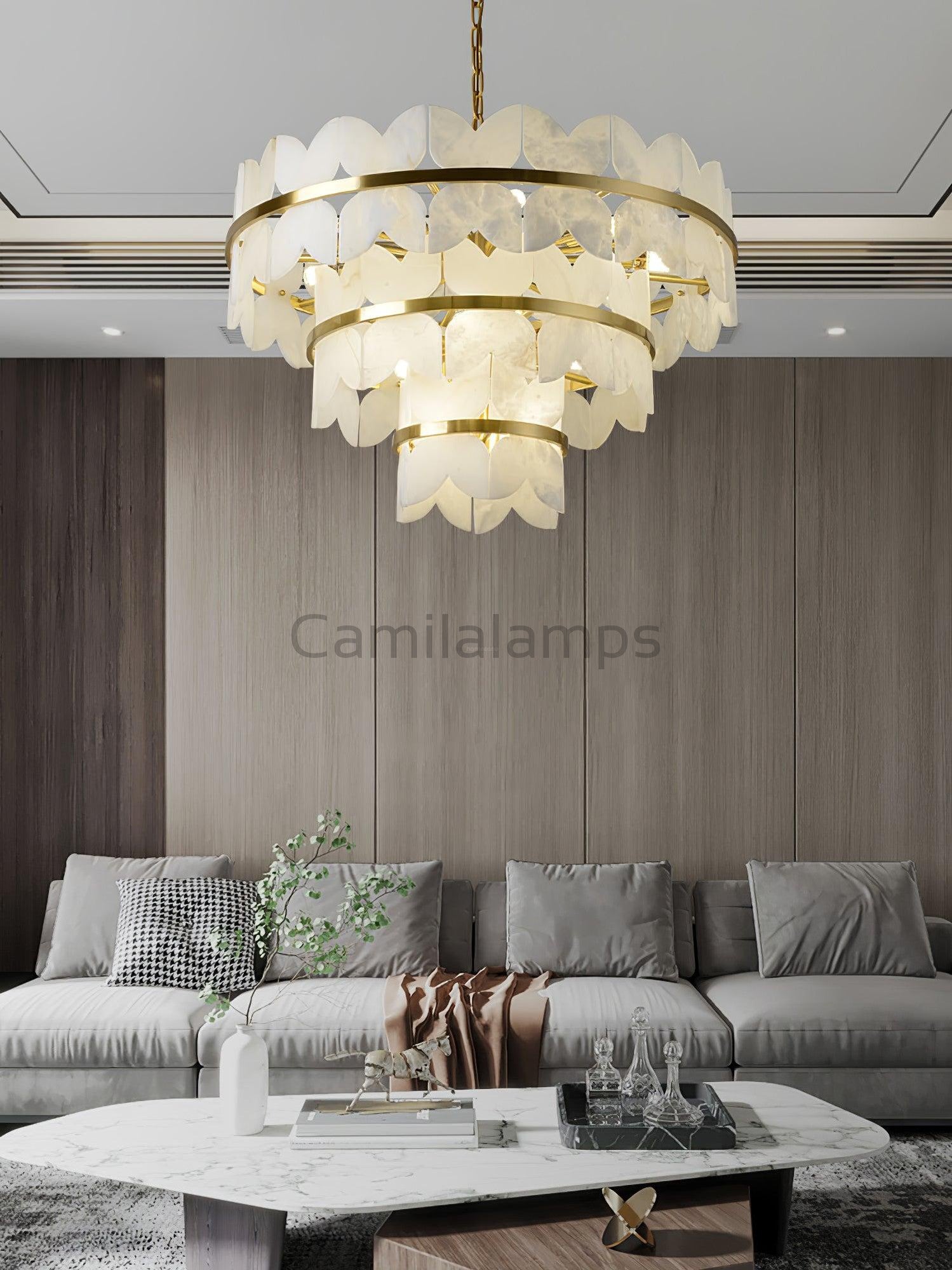 Alabaster Cloudscape Chandelier with 1/2 layer - Camilalamps - Alaba - 1709 - 2 lay - 9