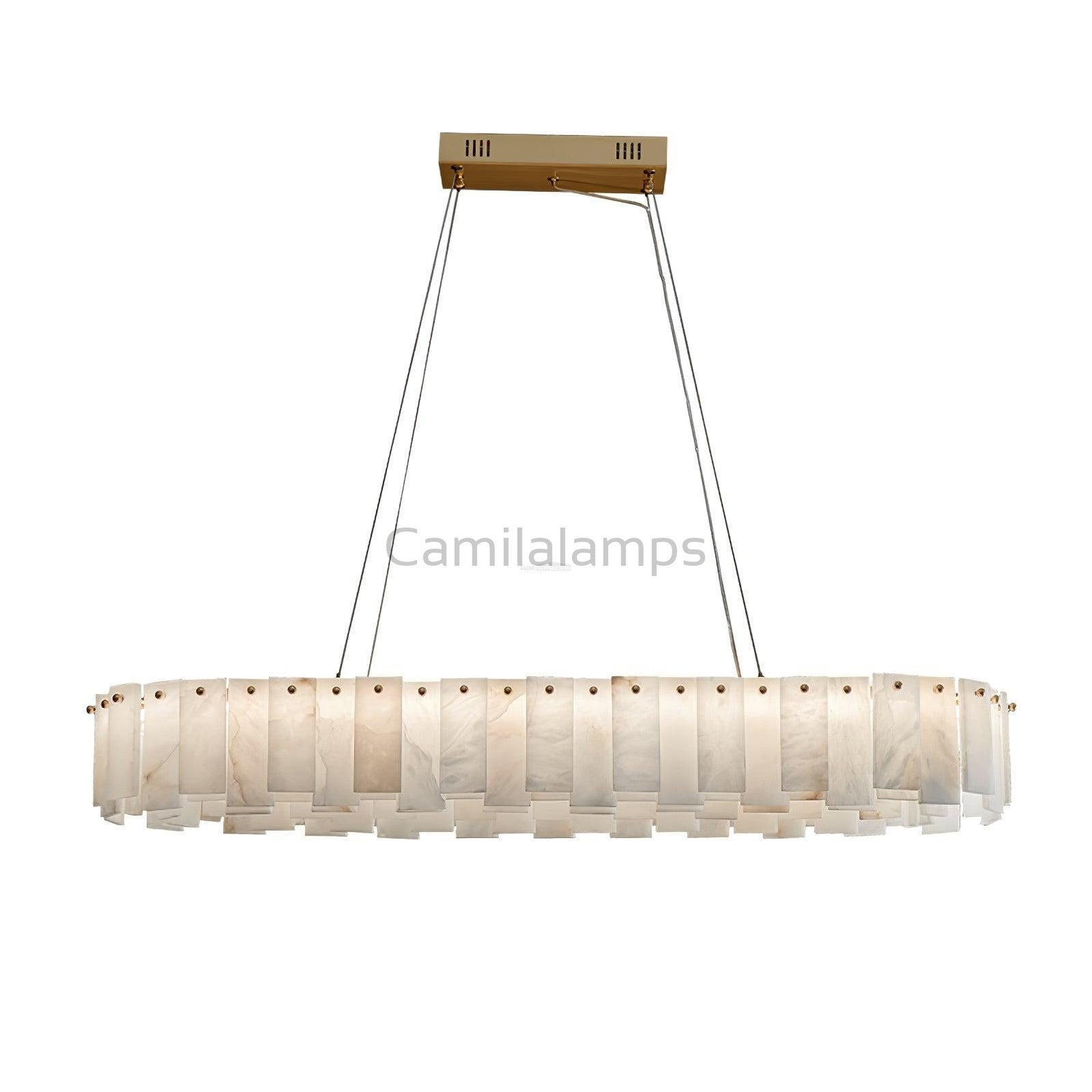 Celestial Alabaster Round/Square Chandelier - Camilalamps - Celes - 1724 - Long - Brass - Three - 6