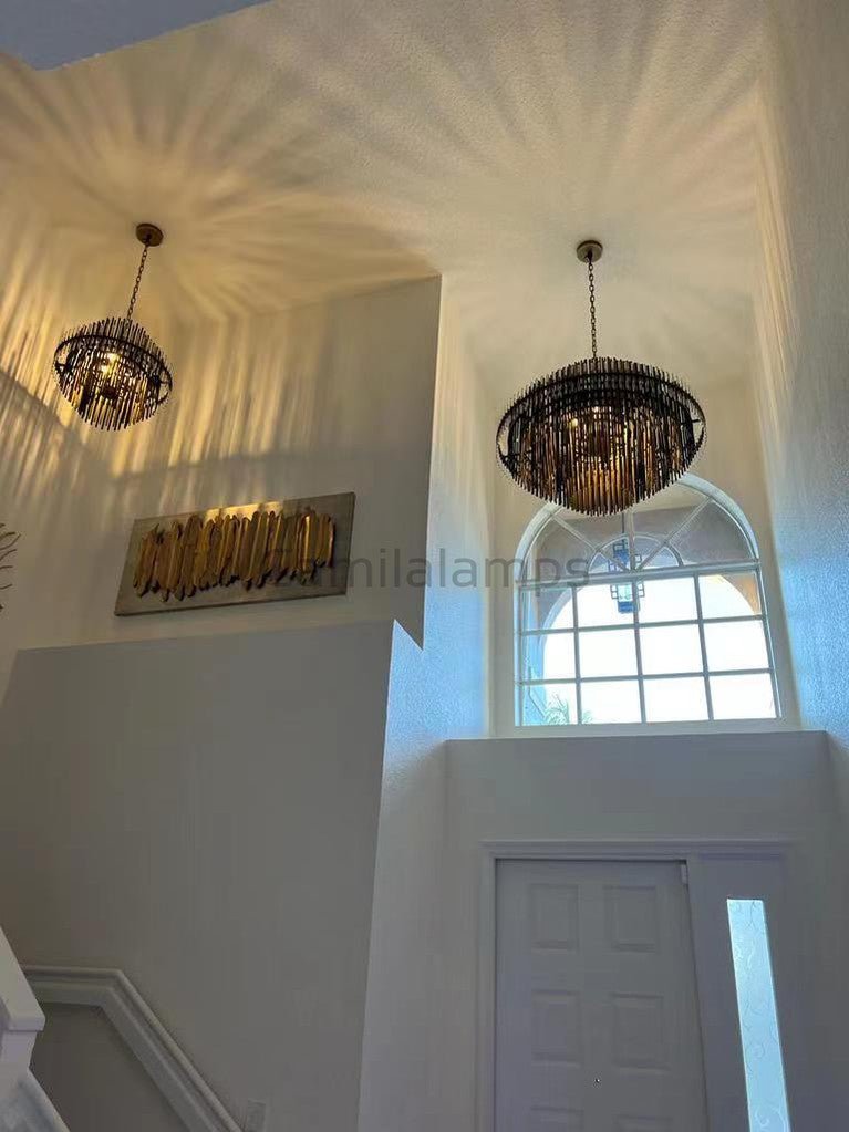 Emile Industrial Wind Round Chandelier 24" 32" 42" - Camilalamps - CA0070