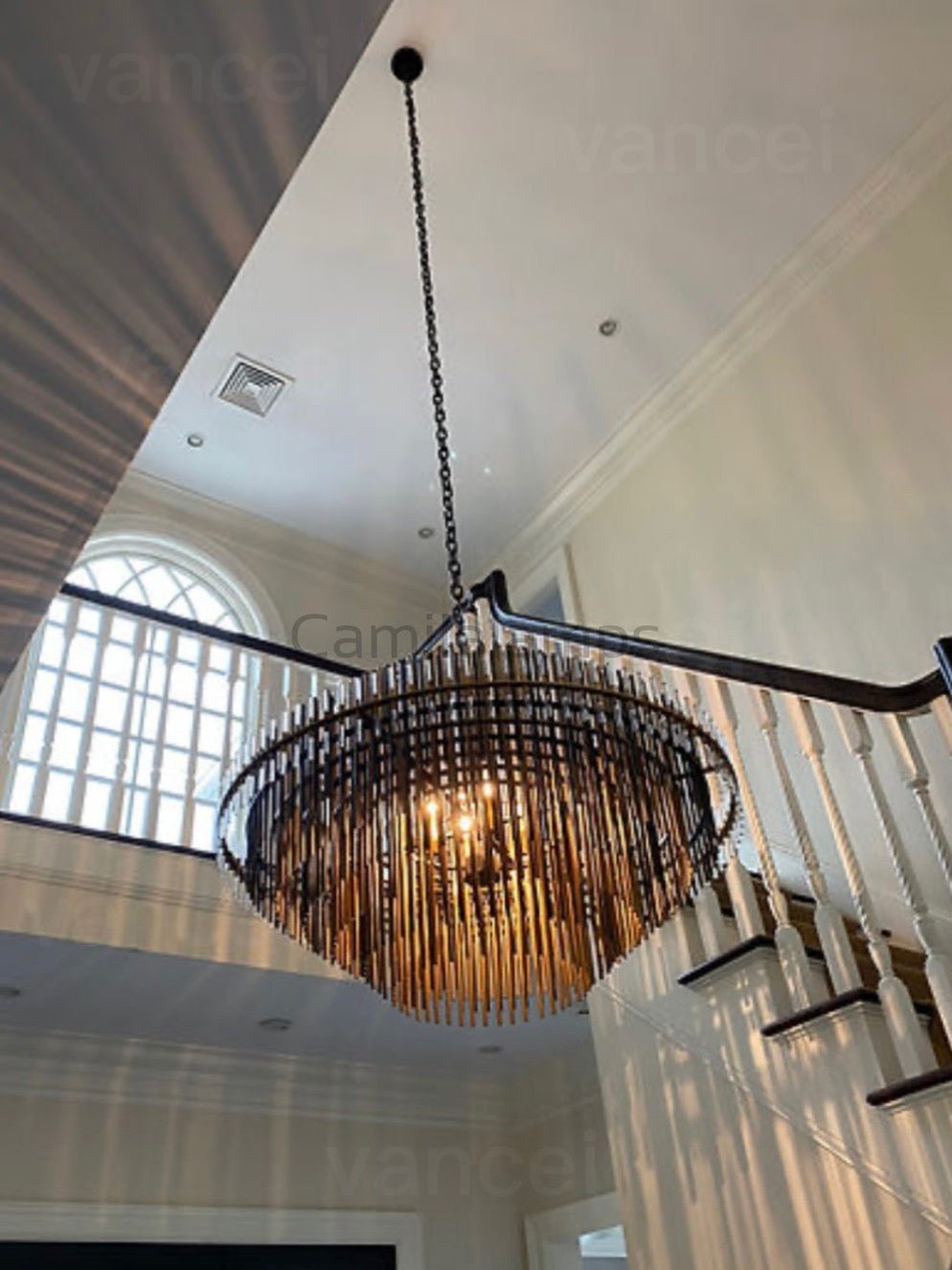 Emile Industrial Wind Round Chandelier 24" 32" 42" - Camilalamps - CA0070