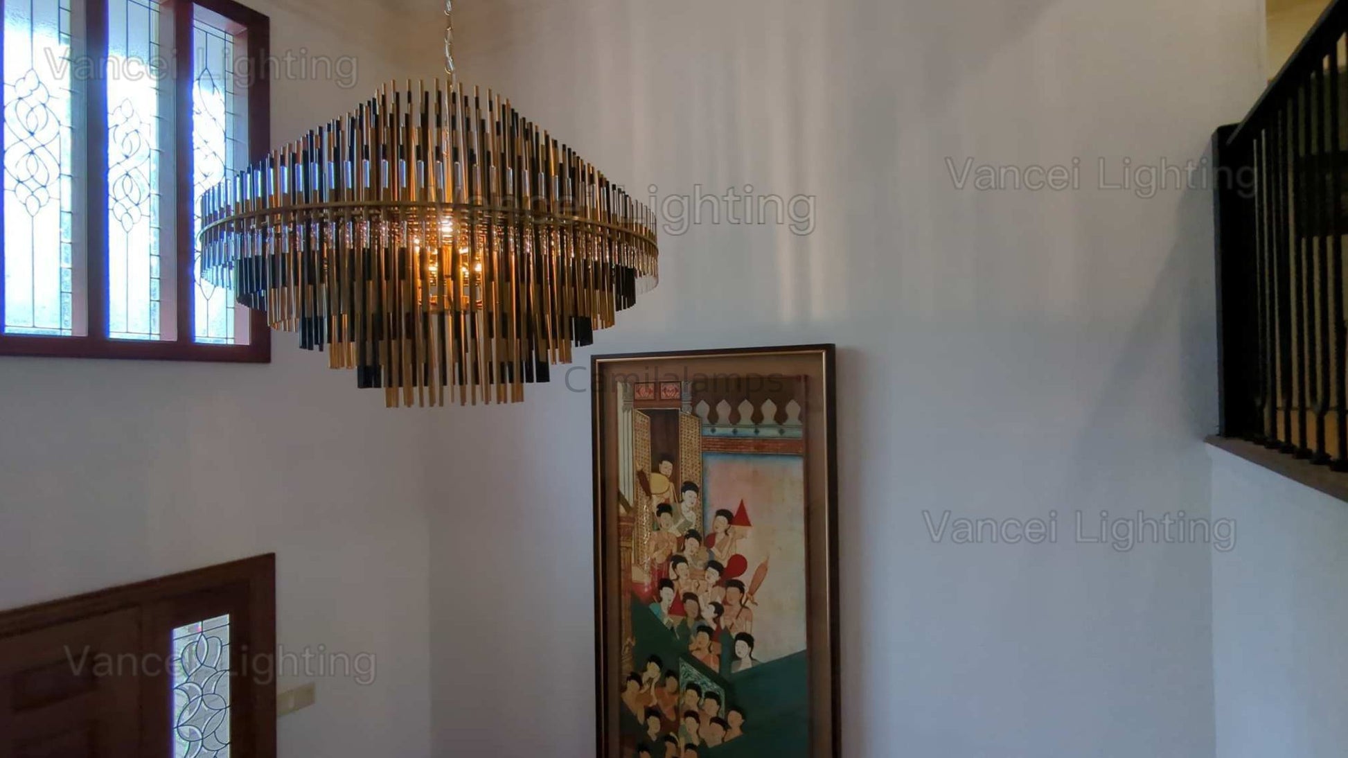 Emile Industrial Wind Round Chandelier 24" 32" 42" - Camilalamps - CA0070