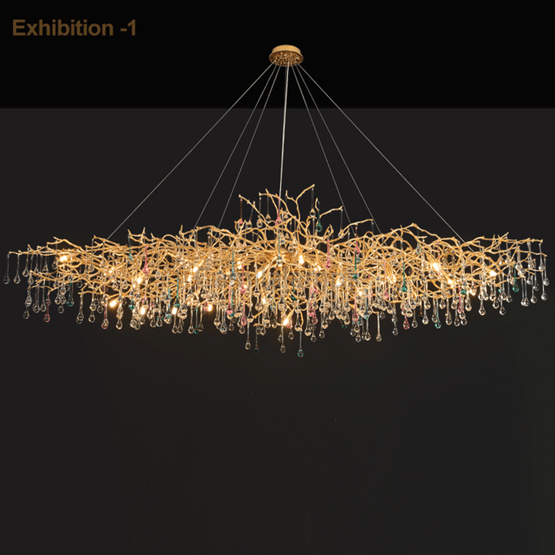 Avis Colorful Crystal Raindrop Aluminum Branch Chandelier - Camilalamps - ILM0596