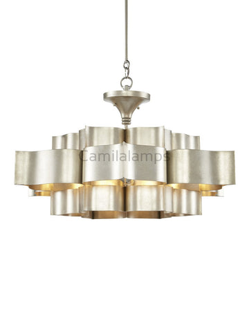Grand Lotus Large Silver Chandelier