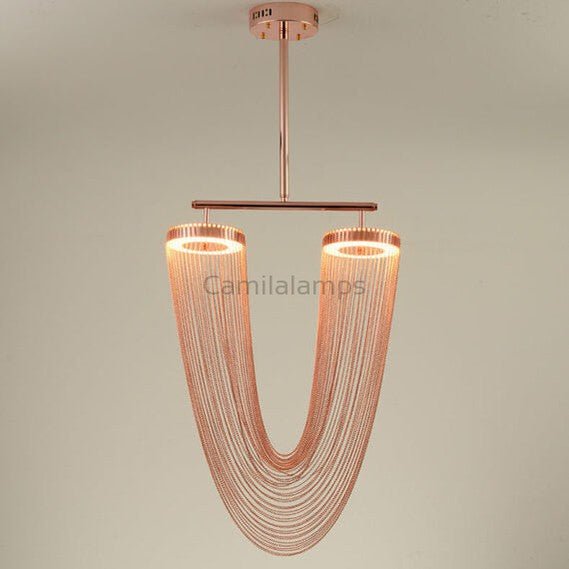 Red Chain Tassel Pendant Light 20″ - Camilalamps - CAM - RED - 01