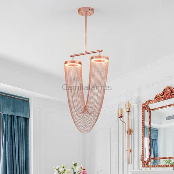 Red Chain Tassel Pendant Light 20″ - Camilalamps - CAM - RED - 01