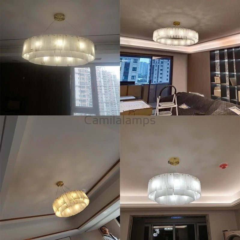 Regalis Alabaster Chandelier Light - Camilalamps - Regal - 900 - 22"/ - Warm - 1