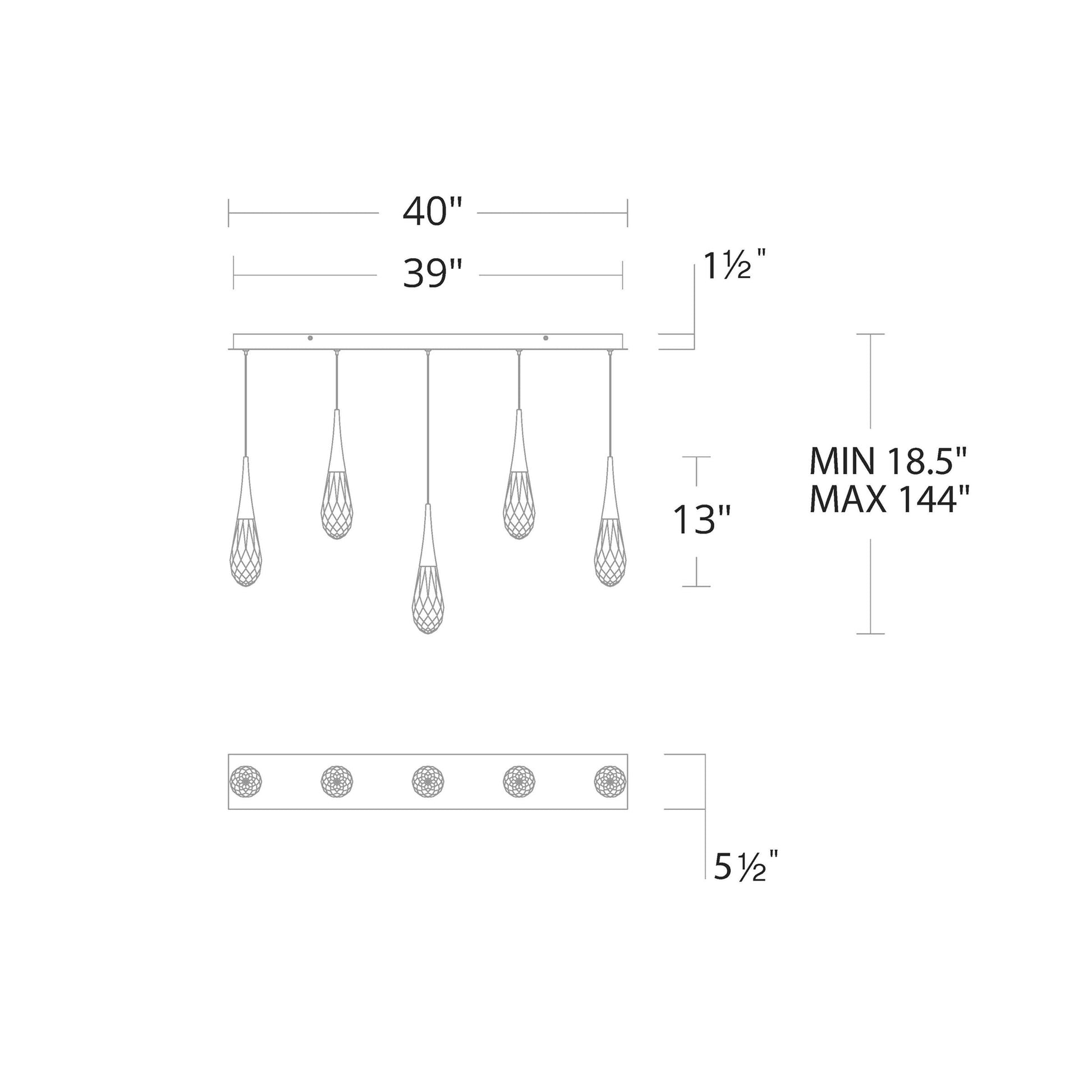 Hibiscus Linear LED Multi Pendant Light - Camilalamps - CA - 21203L - AB