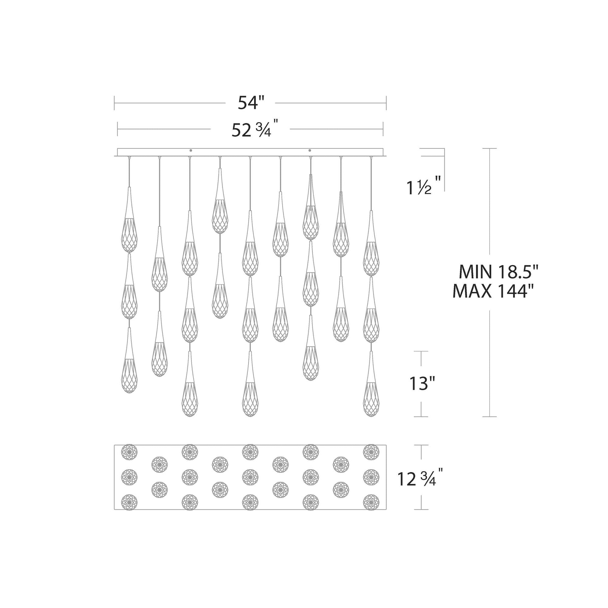 Hibiscus Linear LED Multi Pendant Light - Camilalamps - CA - 21203L - AB