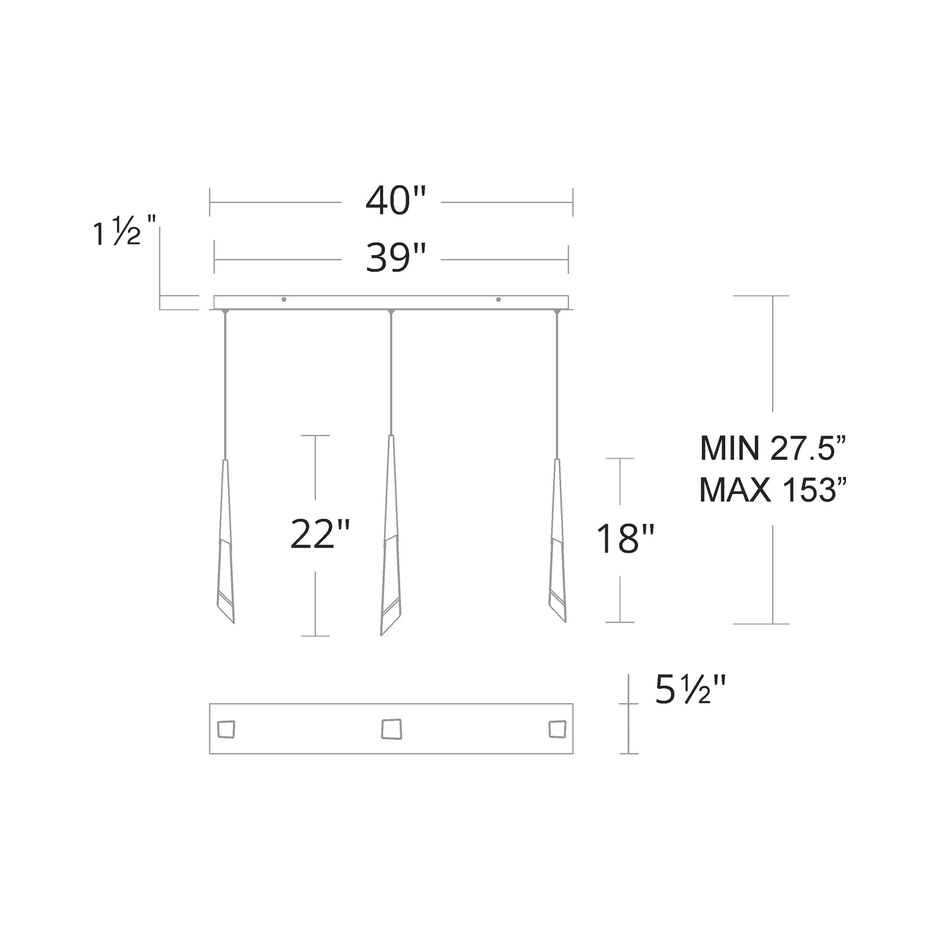 Solitude Linear LED Multi Pendant Light - Camilalamps - CA - 31403L - AB
