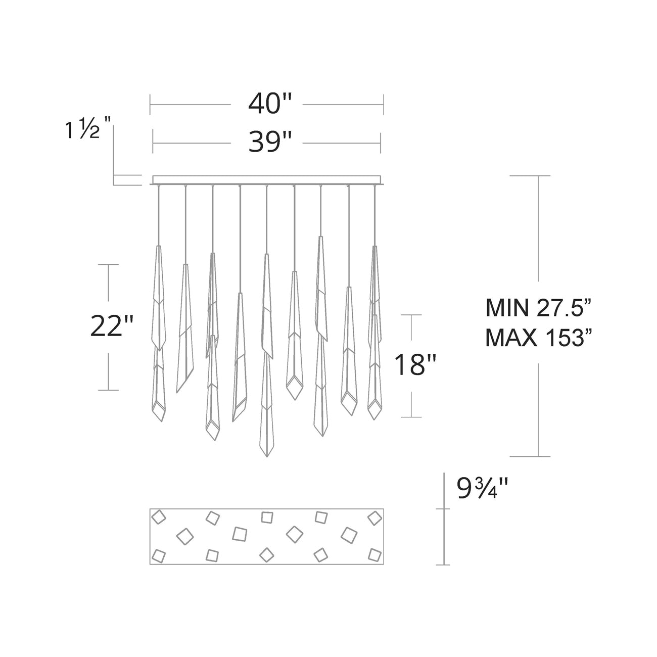 Solitude Linear LED Multi Pendant Light - Camilalamps - CA - 31403L - AB