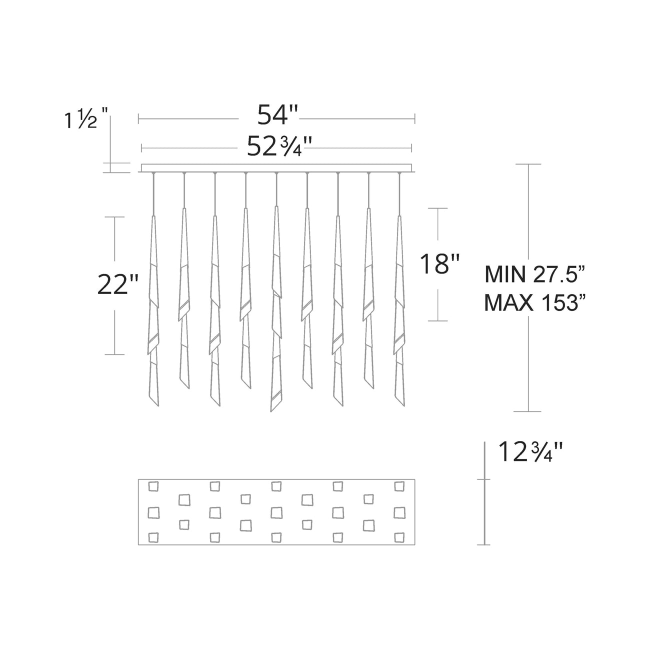 Solitude Linear LED Multi Pendant Light - Camilalamps - CA - 31403L - AB